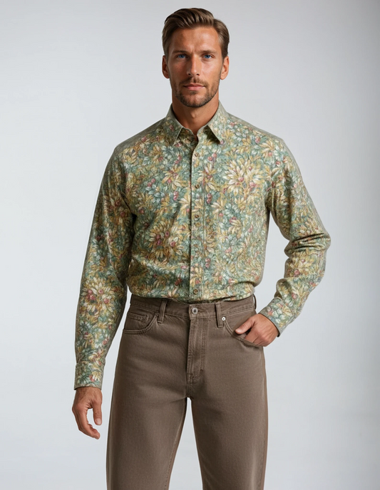 Floral Long-sleeved Shirt in XL