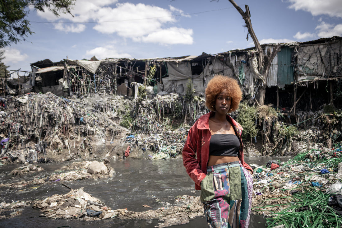Janet Chemitei wearing OFF CUT Kenya in Gikomba Market, Nairobi Kenya