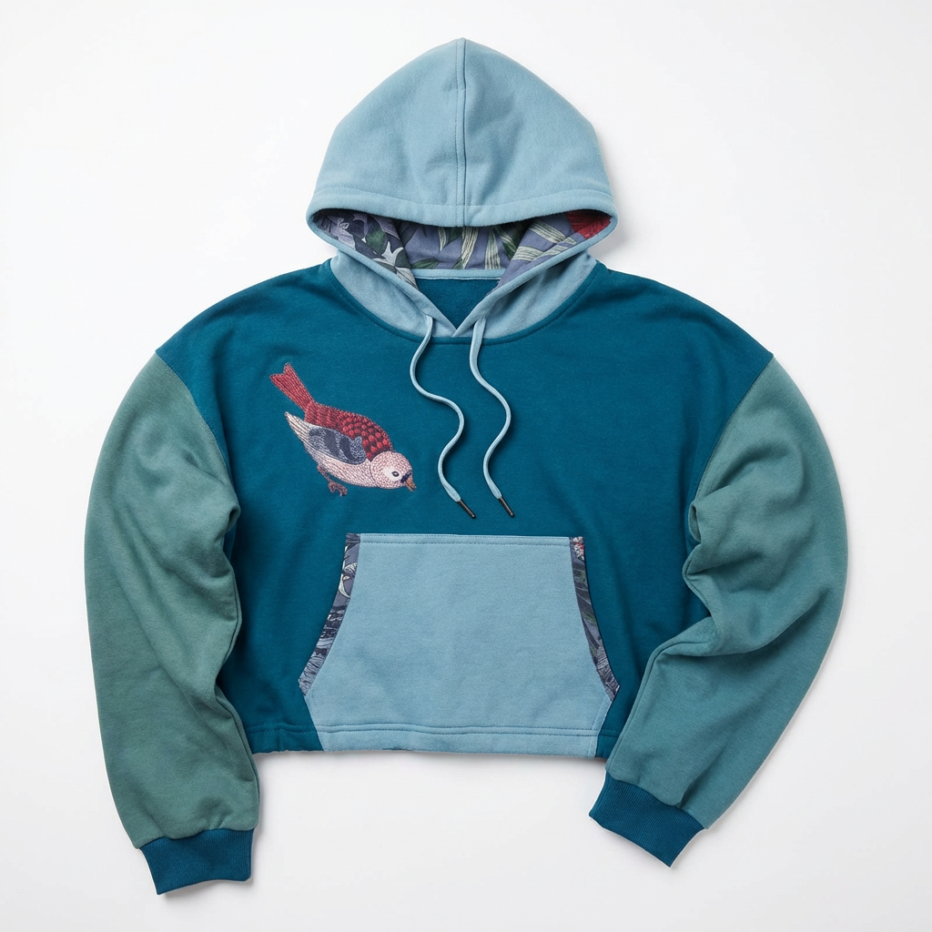 Crop Hoodie Teal/Blue