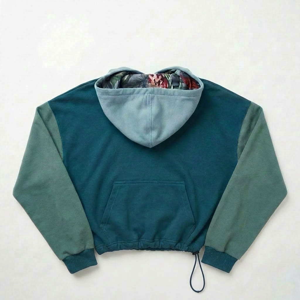 Crop Hoodie Teal/Blue