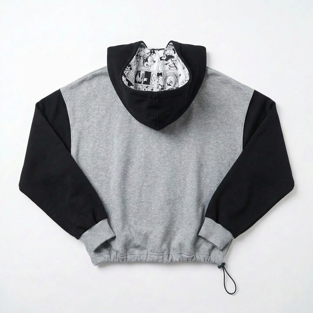 Crop Hoodie Black/Grey