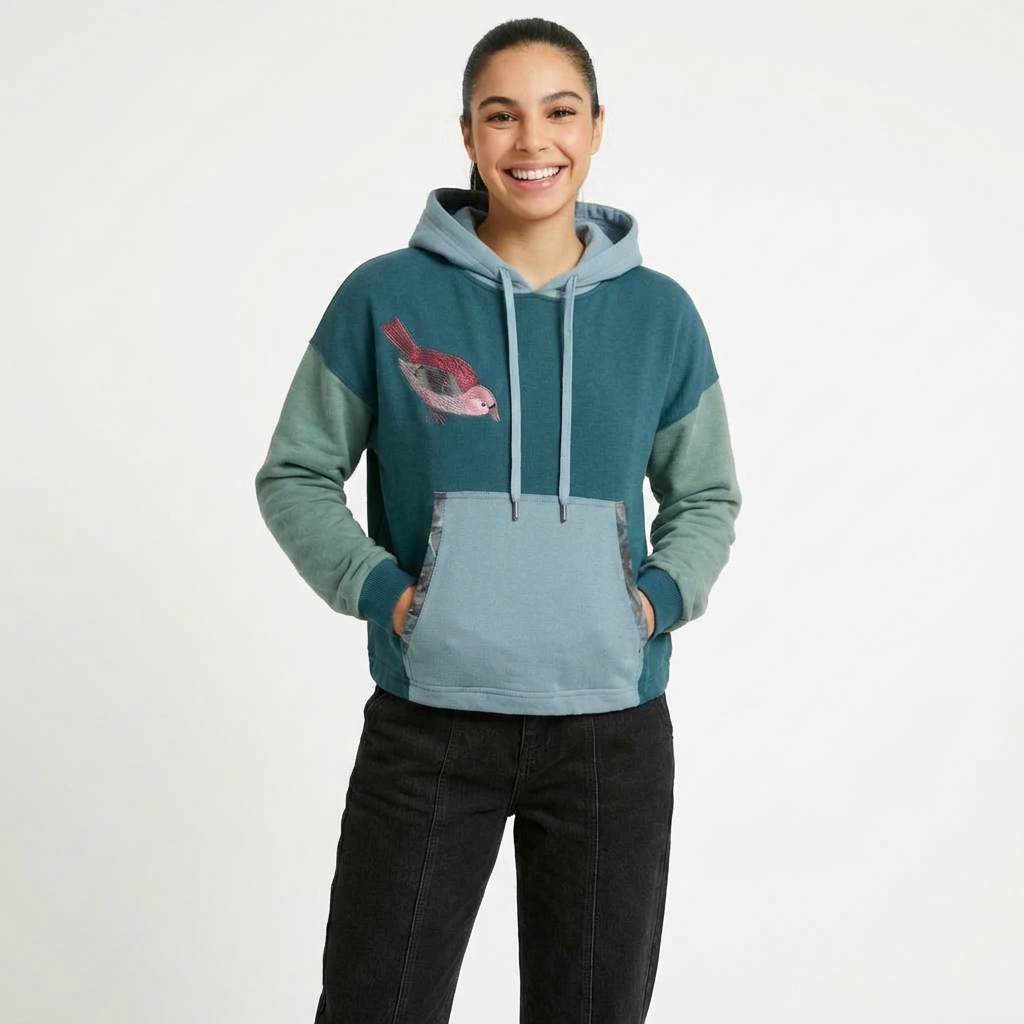 Crop Hoodie Teal/Blue